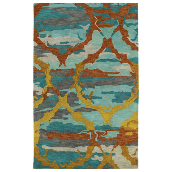 Brushstrokes Teal Hand-Tufted 9Ft. 6In x 13Ft. Rectangle Rug, image 1