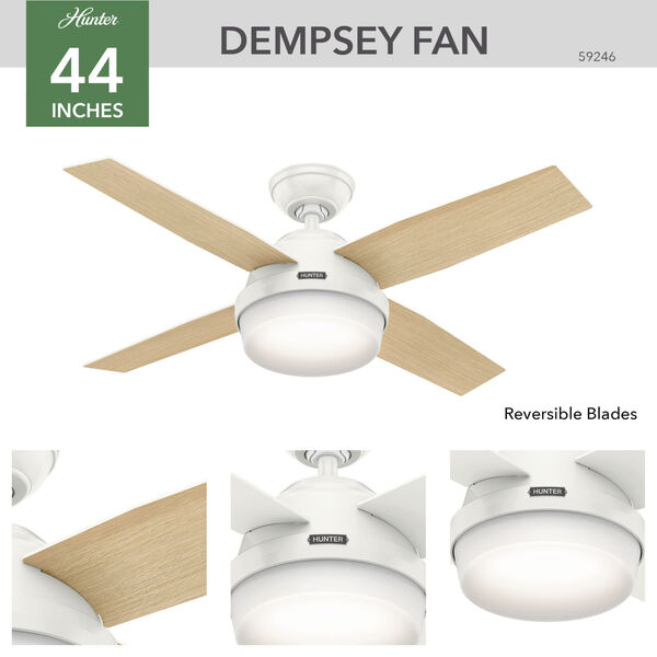 Dempsey Fresh White 44-Inch Two-Light LED Adjustable Ceiling Fan, image 4