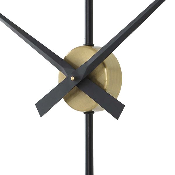 Time Flies Brushed Brass and Satin Black Modern Wall Clock, image 5