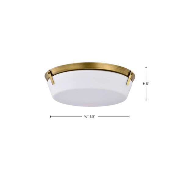 Rowen Natural Brass Four-Light Flush Mount with Etched White Glass, image 4