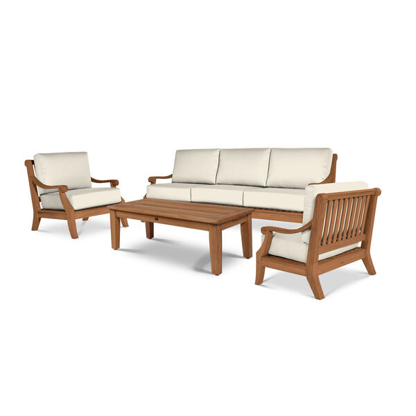 Sonoma Natural Teak Deep Seating Four-Piece Outdoor Sofa Set with Sunbrella Canvas Cushion, image 1