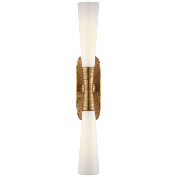 Utopia Extra Large Double Bath Sconce in Gild with White Glass by Kelly Wearstler, image 1