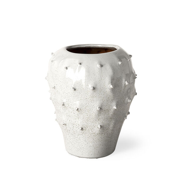 Julian Glossy White Ceramic Spoked Vase, image 1