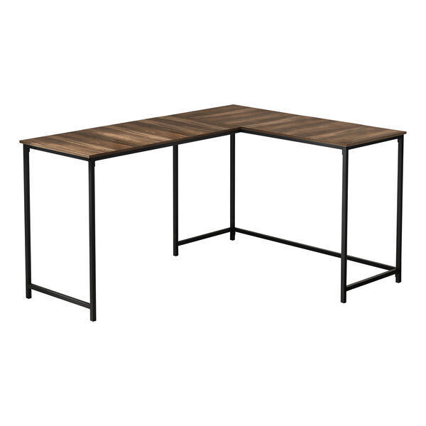 Brown Reclaimed and Black L-Shaped Computer Desk, image 1