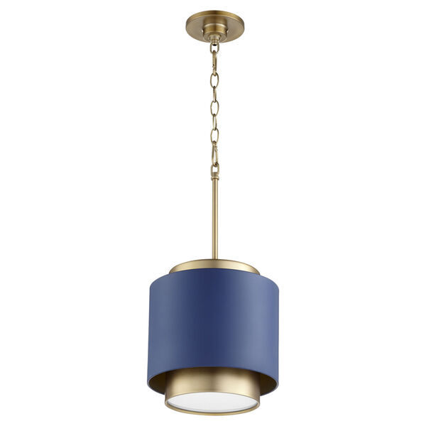 Aged Brass Blue 11-Inch One-Light Pendant, image 1