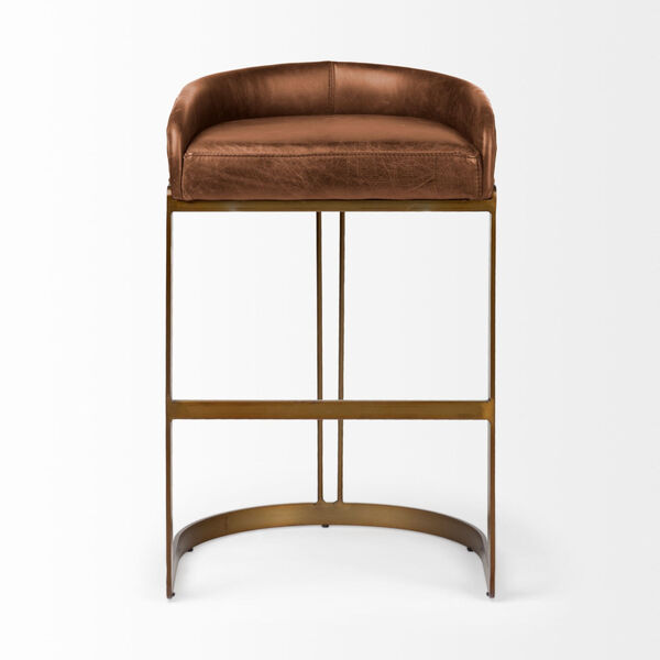 Hollyfield Brown and Gold Leather Seat Bar Height Stool, image 2