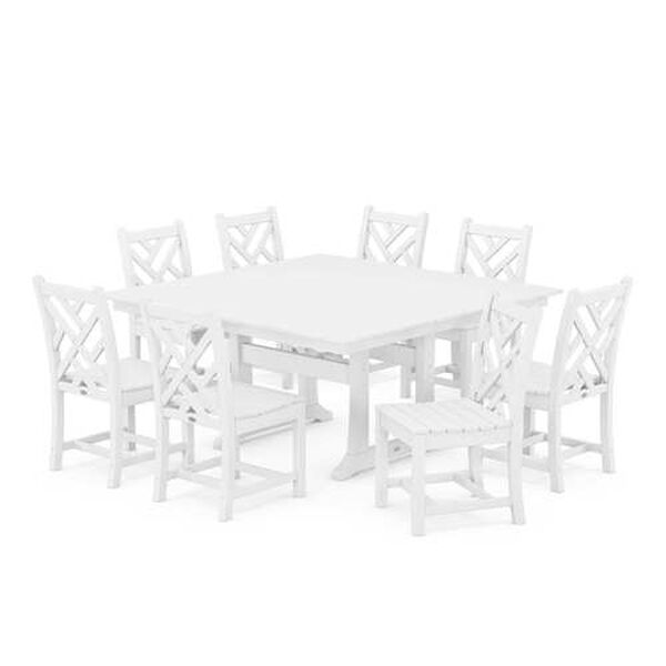 Chippendale White Trestle Dining Set, 9-Piece, image 1