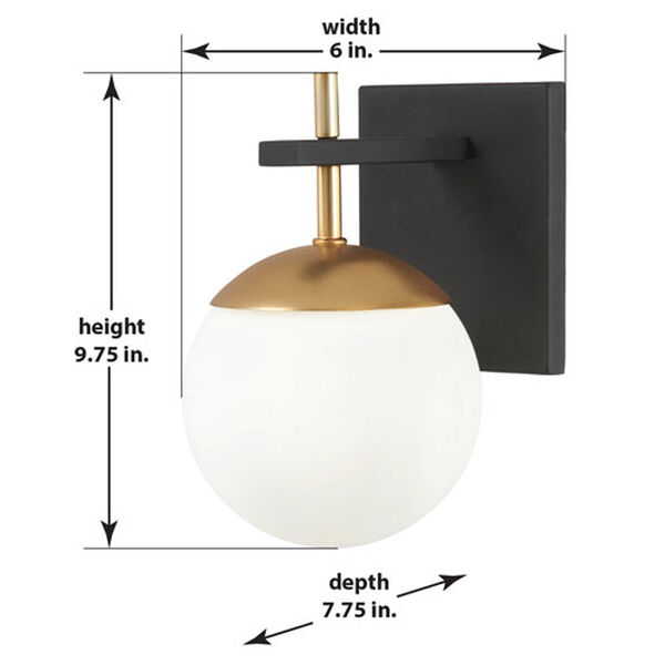 Alluria Weathered Black with Autumn Gold One-Light Bath Sconce, image 2