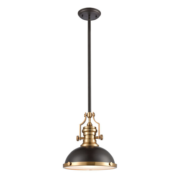 Chadwick Oil Rubbed Bronze and Satin Brass One-Light 13-Inch Pendant, image 2