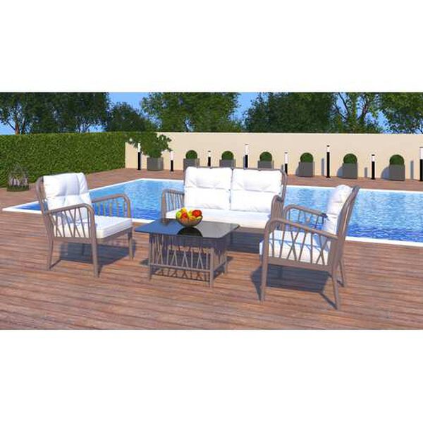 Gala Cappuccino Four-Piece Outdoor Seating Set with Cushion, image 3