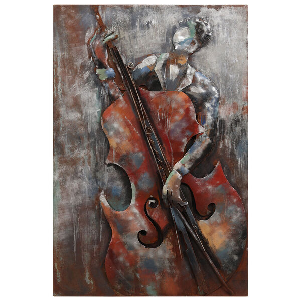 The Bassist Mixed Media Iron Hand Painted Dimensional Wall Art, image 2