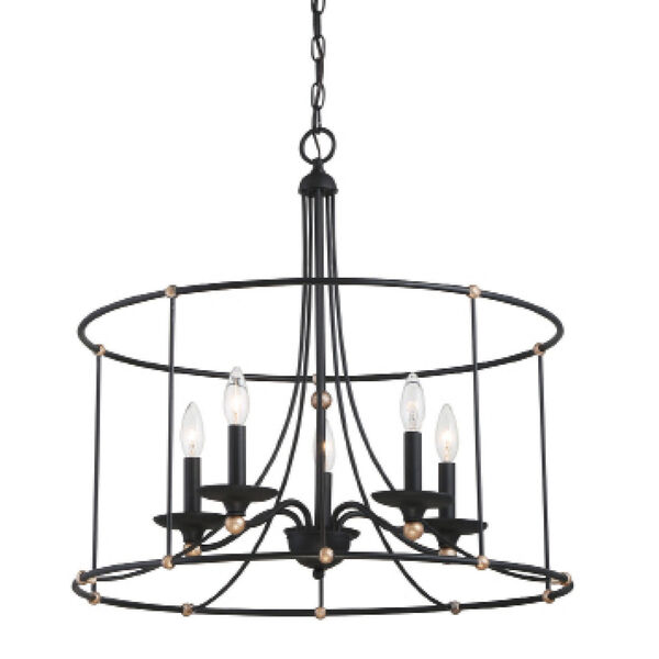 Westchester County Sand Coal And Skyline Gold Leaf Five-Light 25-Inch Chandelier, image 1