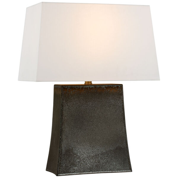 Lucera Medium Table Lamp in Stained Black Metallic with Linen Shade by Chapman  and  Myers, image 1