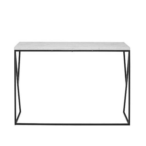 Lana Faux White Marble and Black Geometric Side Entry Table, image 6