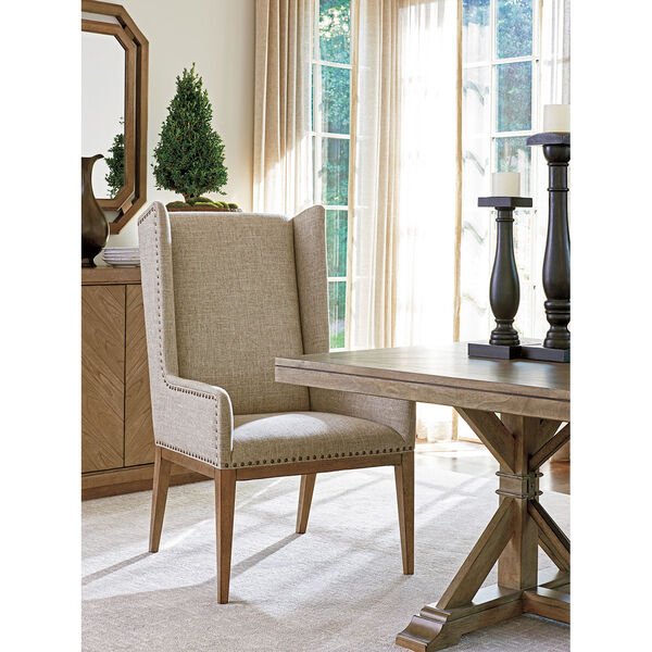 Cypress Point Antique Brass and Gray Milton Host Chair, image 2