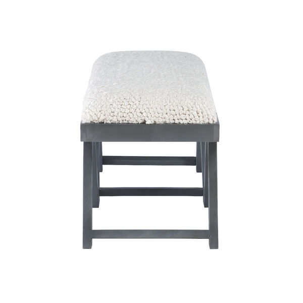 Javier Grey and White Upholstered Bench, image 3