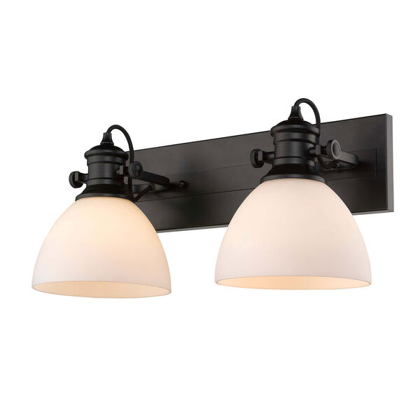 Hines Black Two-Light Semi-Flush Mount With Opal Glass, image 3