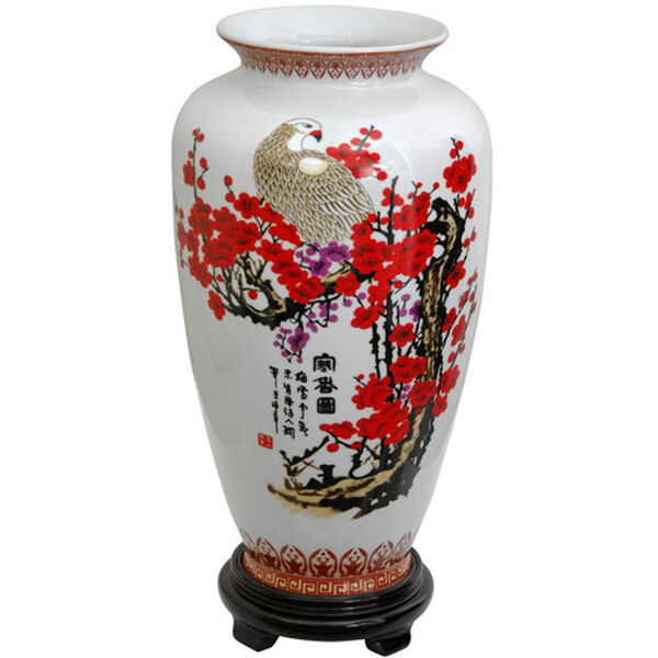 14 Inch Porcelain Tung Chi Vase Cherry Blossom, Width - 8 Inches, image 1
