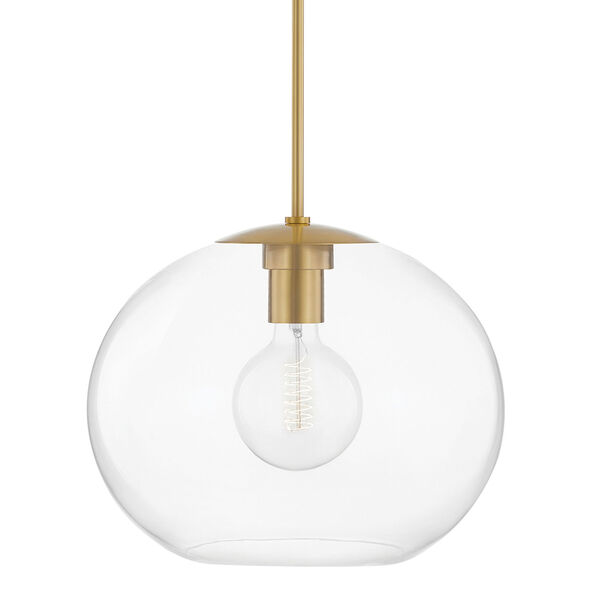 Margot Aged Brass One-Light Extra Large Pendant with Clear Glass, image 1