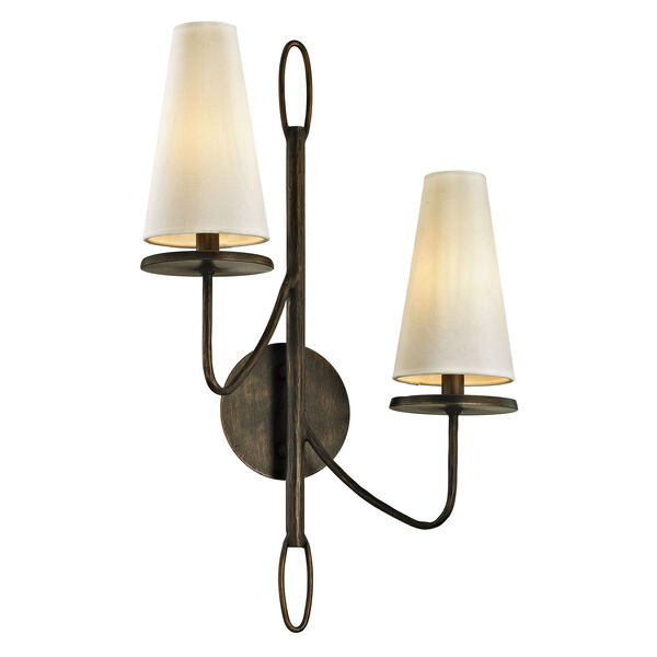 Marcel Pompeii Bronze Two-Light Wall Sconce with Off-White Hardback Cotton, image 1