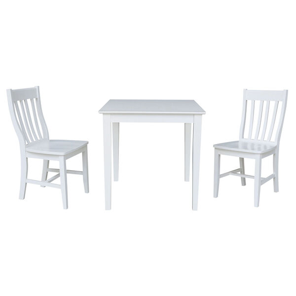 White 30-Inch Dining Table with Two Chair, Set of Three, image 2