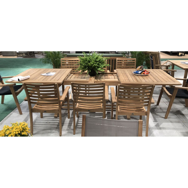 Ihland Nature Sand Teak Rectangular Teak Outdoor Dining Table with Double Extensions, image 6