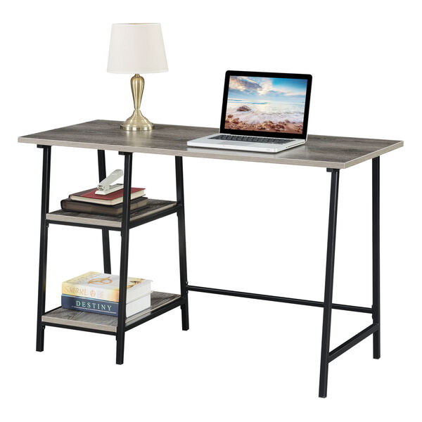 Design2Go Weathered Gray and Black Wood Metal Desk, image 3