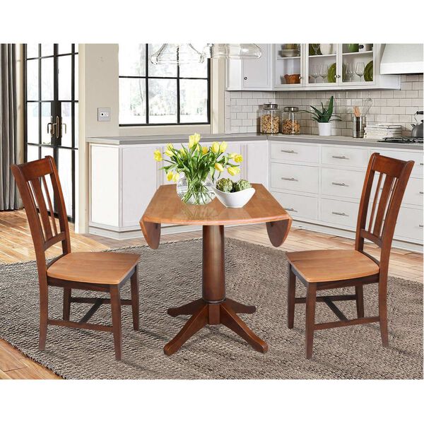 Cinnamon and Espresso 42-Inch Round Top Pedestal Table with Chairs, 3-Piece, image 4