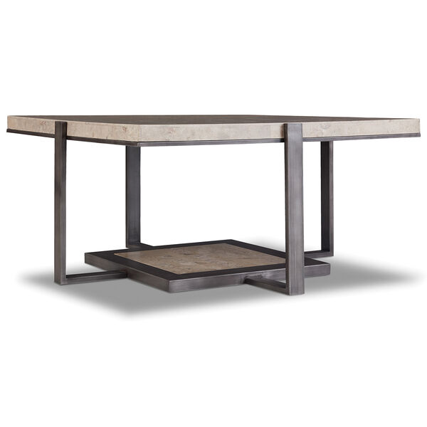 Marble and Steel Square Cocktail Table, image 1