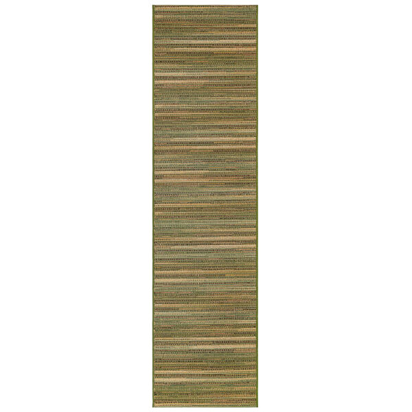Liora Manne Marina Green 23 In. x 7 Ft. 6 In. Stripes Indoor/Outdoor Rug, image 1