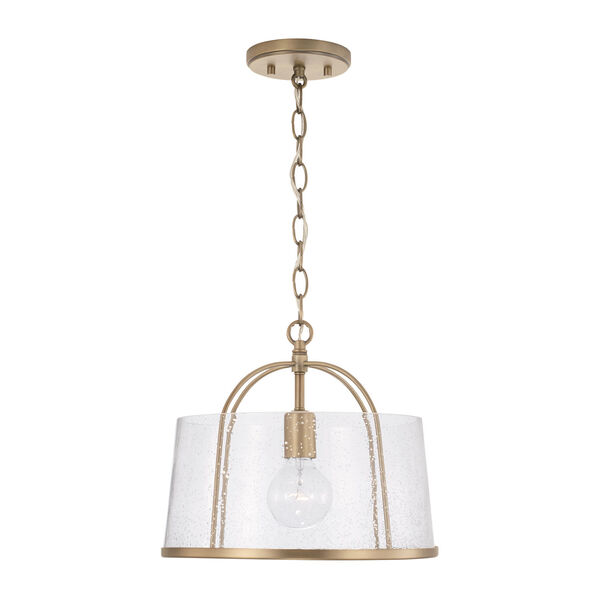 HomePlace Madison Aged Brass One-Light Semi-Flush or Pendant with Clear Seeded Glass, image 6