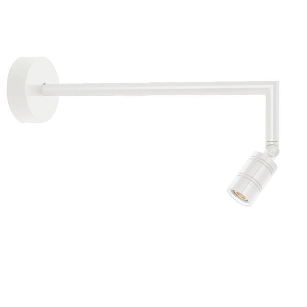 Bullet Head Gloss White LED Outdoor Miter Arm Wall Sconce, image 1