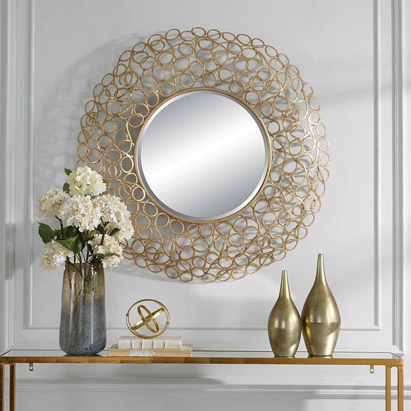 Swirl Gold 42 x 42-Inch Round Wall Mirror, image 5