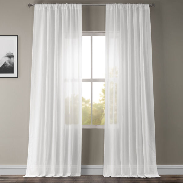 White Orchid Faux Linen Sheer Single Panel Curtain 50 x 108, image 1
