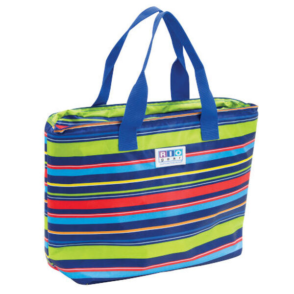 Multicolor Stripe Insulated Cooler Beach Bag, image 1