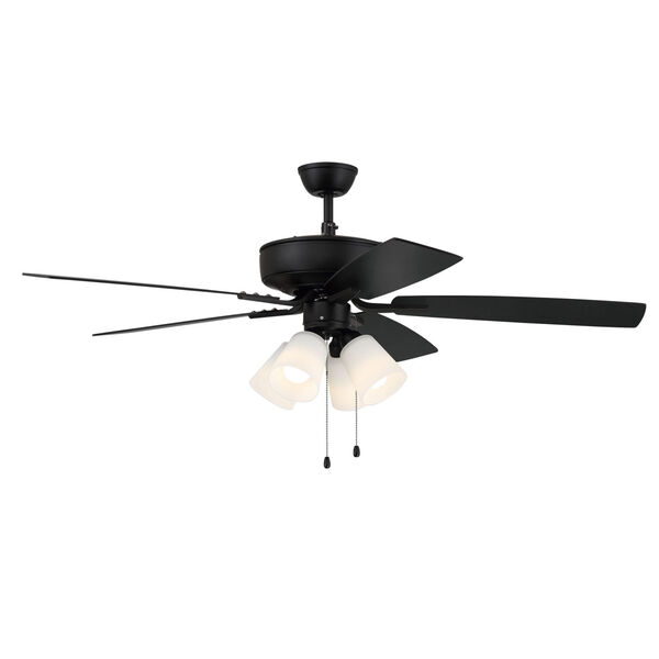 Pro Plus Flat Black 52-Inch Four-Light Ceiling Fan with White Frost Bell Shade, image 5