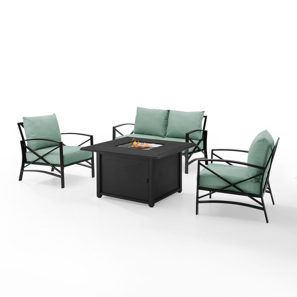 Kaplan Mist and Oil Rubbed Bronze Outdoor Conversation Set with Fire Table, 4 Piece, image 2
