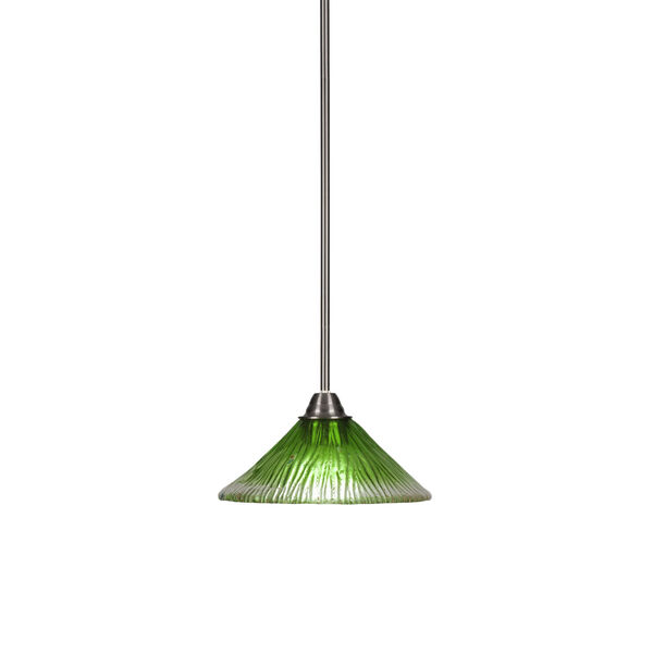 Paramount Brushed Nickel One-Light 10-Inch Pendant with Kiwi Green Crystal Glass, image 1