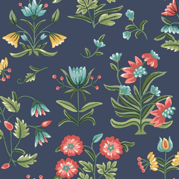 Heirloom Floral Navy Peel and Stick Wallpaper, image 1