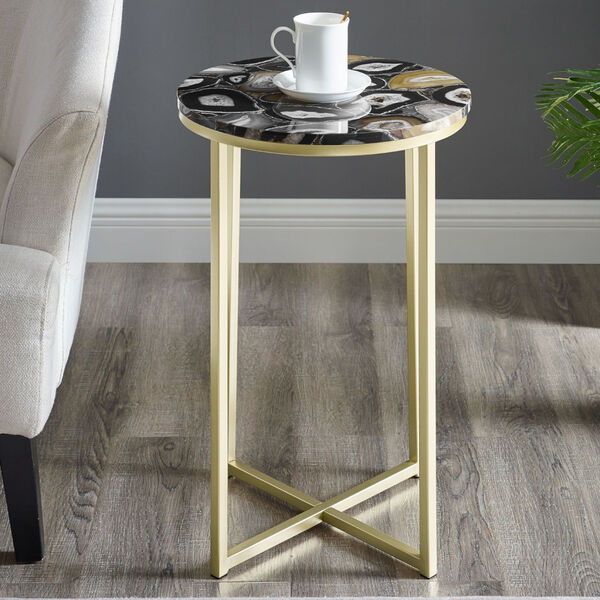 Melissa Black and Gold Round Glam Side Table, image 6