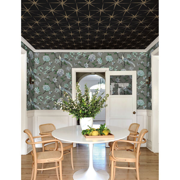 Grandmillennial Black Evening Star Pre Pasted Wallpaper - SAMPLE SWATCH ONLY, image 6