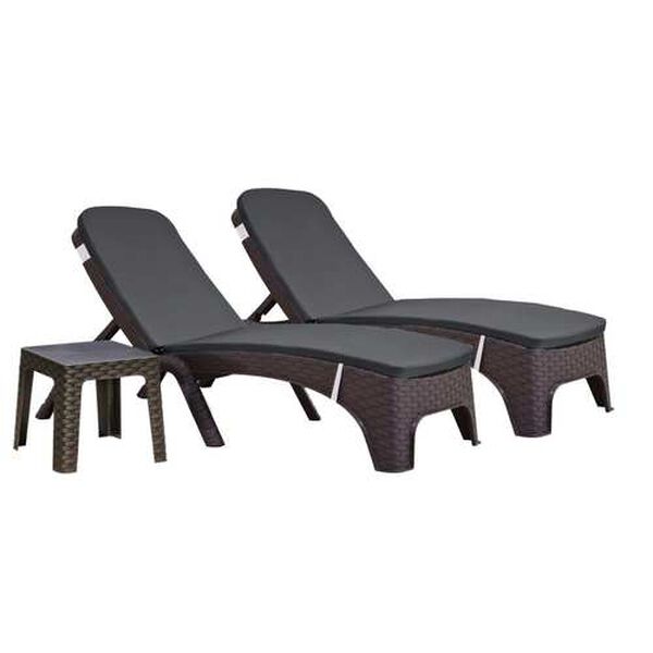 Roma Three-Piece Outdoor Chaise Lounger Set with Cushion, image 1