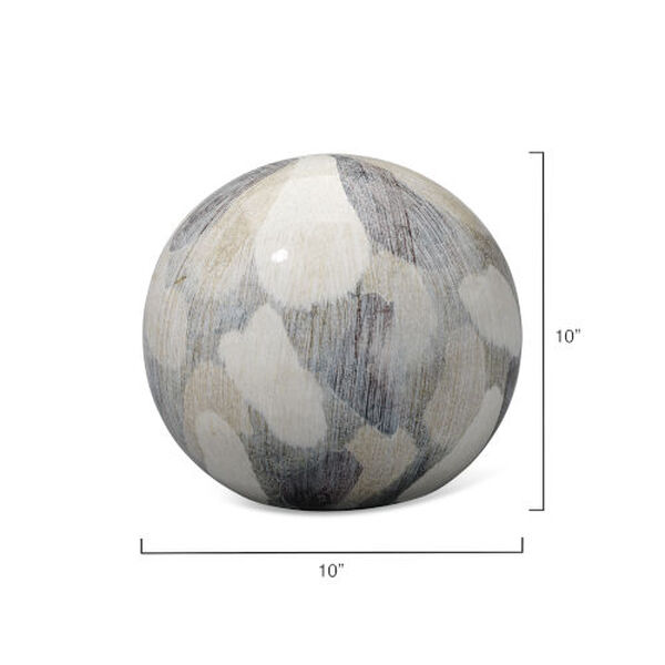 Painted Cream White Black Ceramic 10-Inch Sphere, image 5