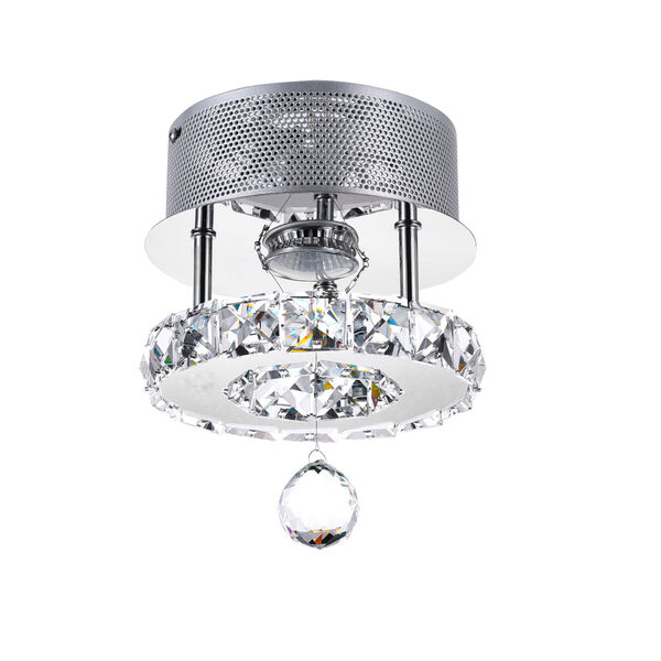 Ring Chrome Six-Light LED Flush Mount with K9 Clear Crystal, image 1
