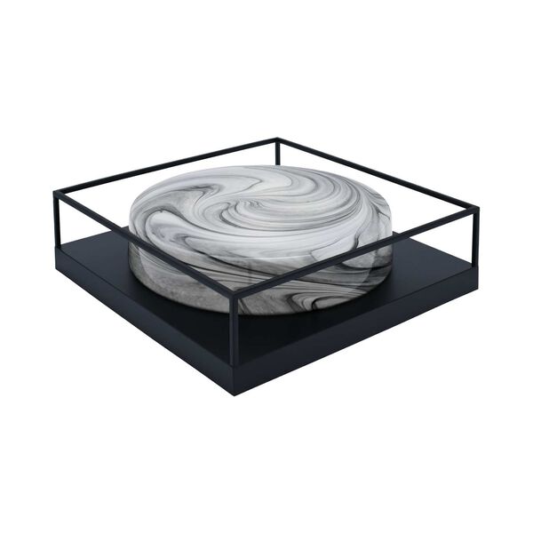 Matte Black 18-Inch Four-Light Flush Mount with Onyx Swirl Glass, image 1
