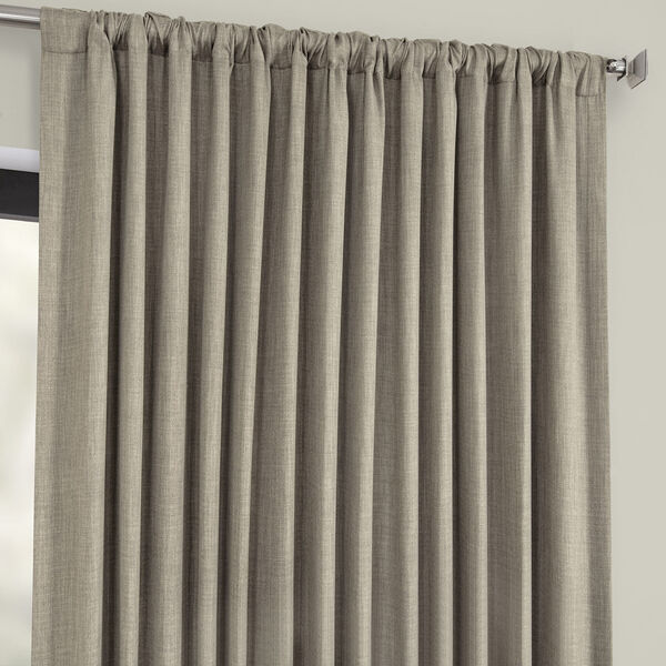 Grey Faux Linen Extra Wide Blackout Curtain Single Panel, image 3