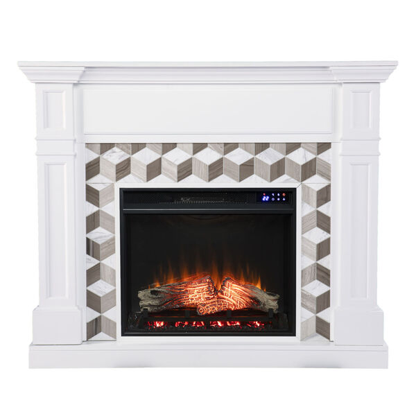 Darvingmore White Electric Fireplace with Marble Surround, image 2