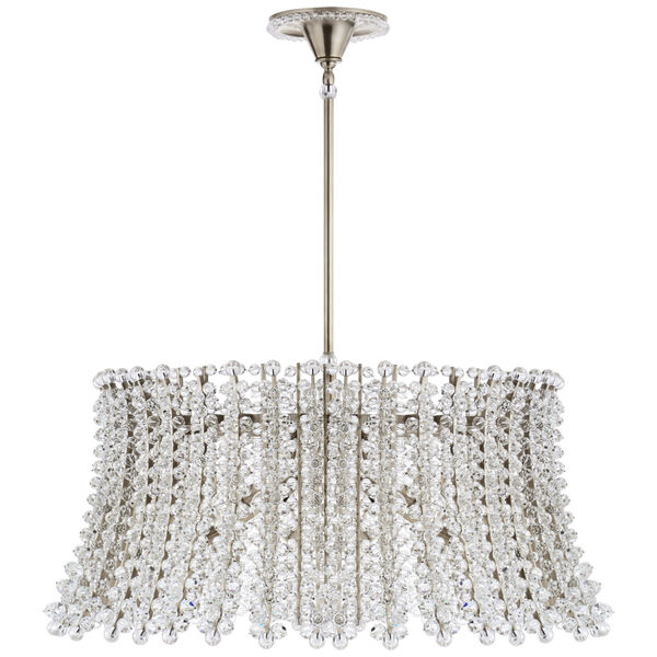 Serafina Large Drum Chandelier in Polished Nickel with Crystal by AERIN, image 1