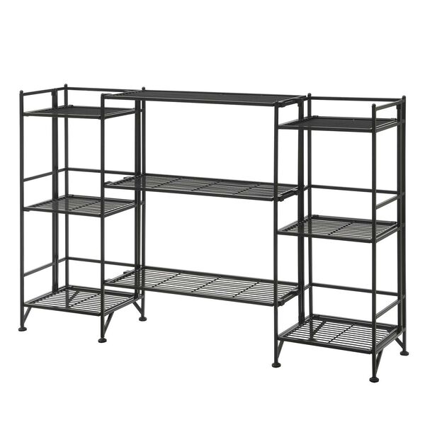 Xtra Storage Black Three-Tier Folding Metal Shelves with Set of Three Extension Shelves, image 1