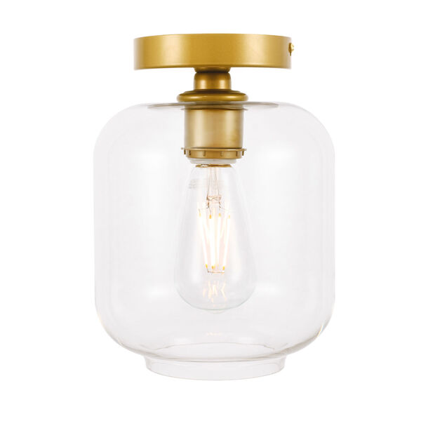 Collier Brass Seven-Inch One-Light Flush Mount with Clear Glass, image 4